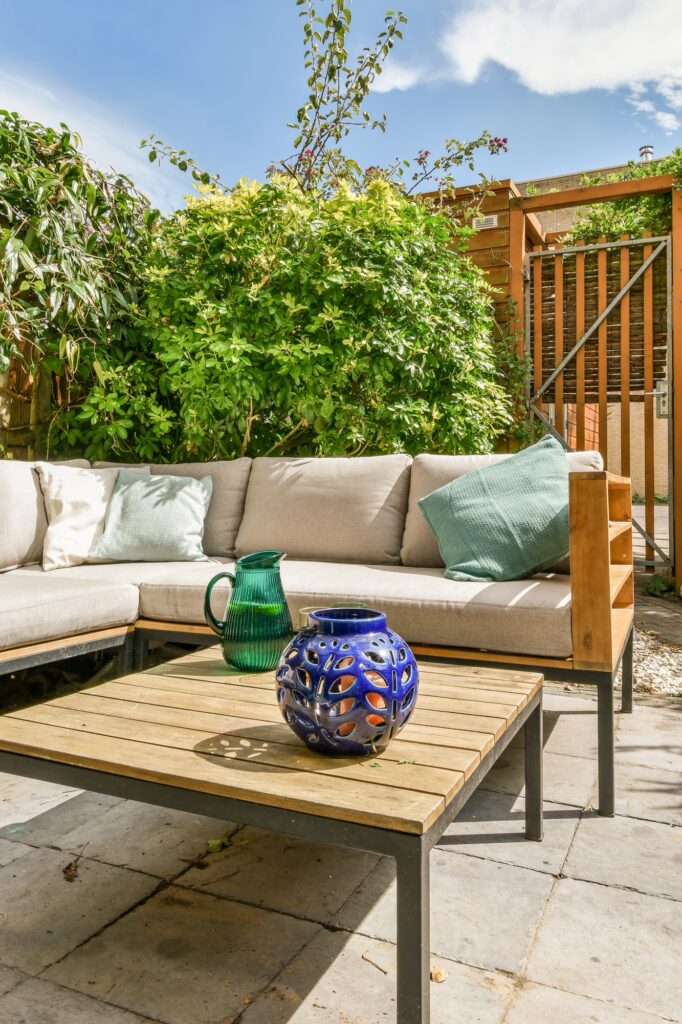 Neat patio with sitting area